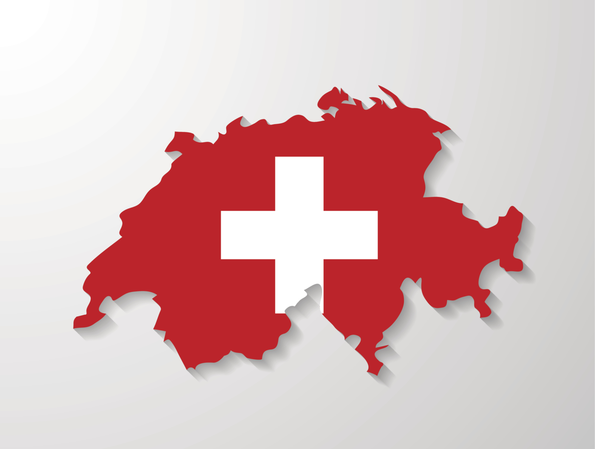 Флаг Швейцарии на белом фоне